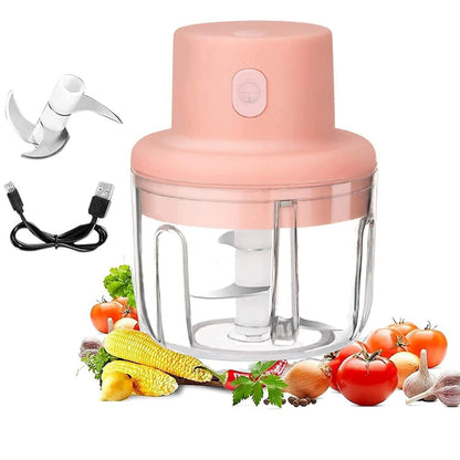 Electric Mini Garlic Chopper Mixer, Fruit-Vegetable Cutter Usb Rechargeable Speedy Mini Chopper Slicer for Food Supplement Machine Blender