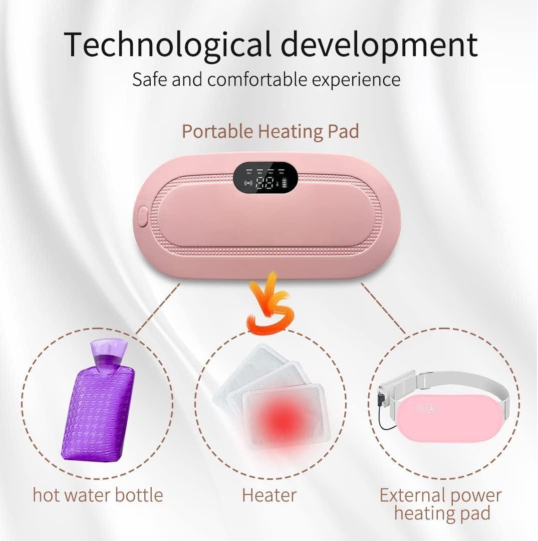 Portable Cordless Heating Pad - Menstrual Heating Pad For Stomach, Speed Temperature Adjustment And 4-Speed Massage Modes, Back And Belly Heating Pad For Women (Multi)