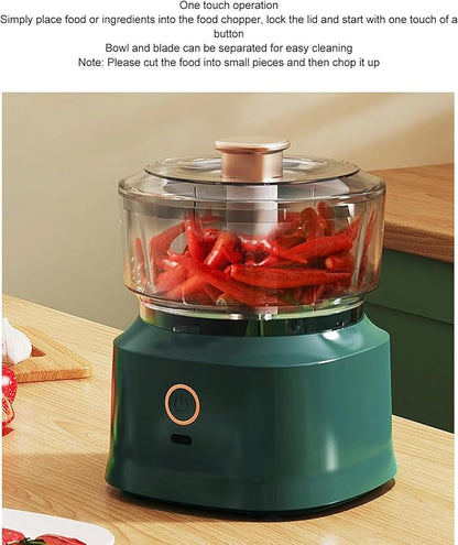 Wireless Portable Electric Food Chopper Garlic Chopper, Mini Portable Veggie Chopper, Garlic Grinder Masher Onion Chopper, Blender to Vegetable, Wireless Food Processor for Ginger, Chili, Fruit, Meat, etc