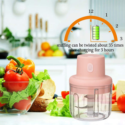 Electric Mini Garlic Chopper Mixer, Fruit-Vegetable Cutter Usb Rechargeable Speedy Mini Chopper Slicer for Food Supplement Machine Blender